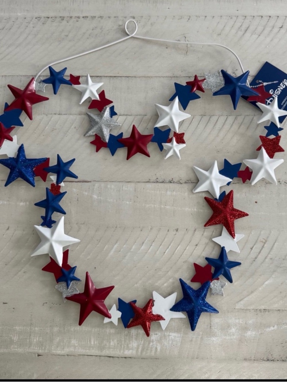 Disney Metal Star Mickey Shaped Wreath 4th of July Decor